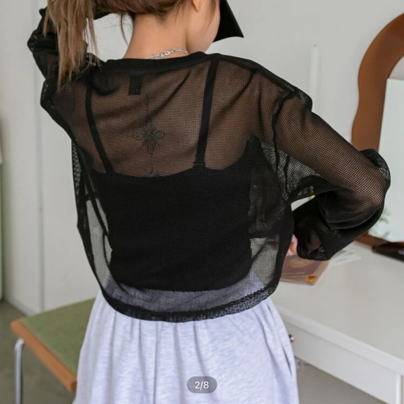 Sheer drop shoulder top - Picture 3 of 5